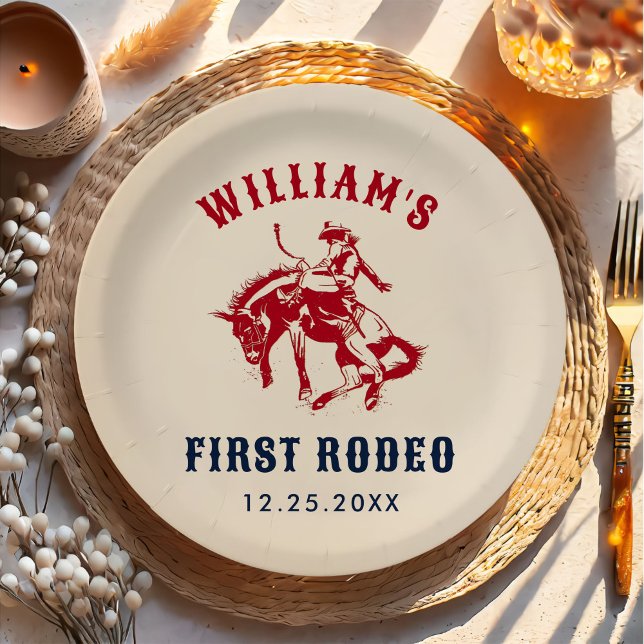 Assiettes En Carton Rodeo Western Cowboy 1ère fête d'anniversaire (Créateur téléchargé)