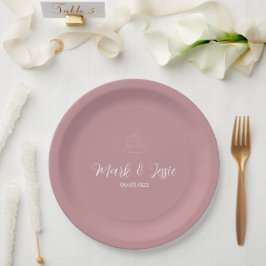 Assiettes En Carton ROE rose et blanc Mariage simple
