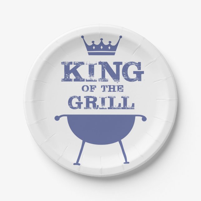 Assiettes En Carton Roi Du Grill, Bleu (Devant)