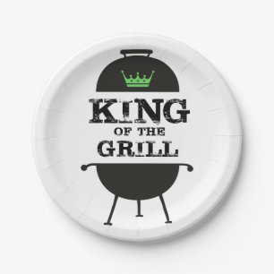 Assiettes En Carton Roi Du Grill, Couronne Verte Noire