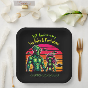 Assiettes En Carton Romance Alien dans le ciel cosmique