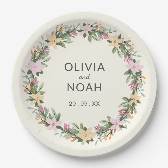 Assiettes En Carton Romantic floral wedding - boho party (Devant)