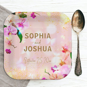 Assiettes En Carton Romantic Orchid Bouquet Elegant Classy Wedding