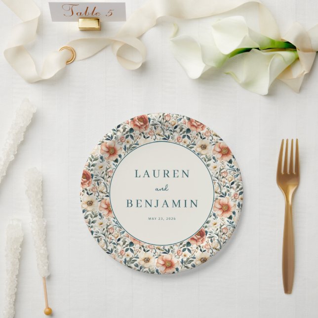 Assiettes En Carton Romantic Pastel Floral (Mariage)