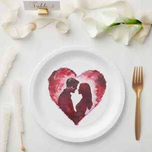Assiettes En Carton Romantique Amour Mariage de coeur
