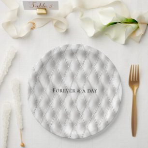 Assiettes En Carton Romantique Blanc Faux Mariage en cuir