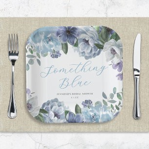 Assiettes En Carton Romantique Dusty Blue Floral Fête des mariées Part
