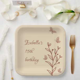 Assiettes En Carton Romantique élégante terre cuite florale