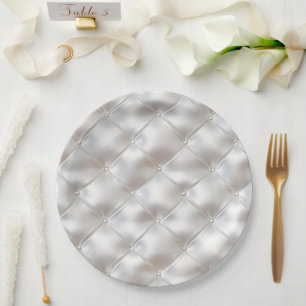 Assiettes En Carton Romantique Glam Blanc Faux Cuir