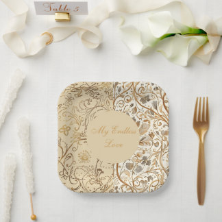 Assiettes En Carton Romantique, Saint-Valentin, Mon Amour Infini