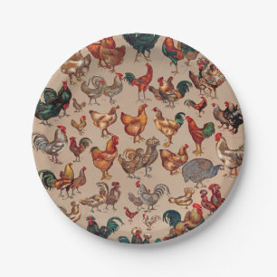 Assiettes En Carton Rooster Poulet de la ferme Pays Animal
