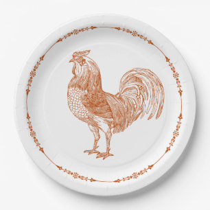 Assiettes En Carton Rooster rustique rouge