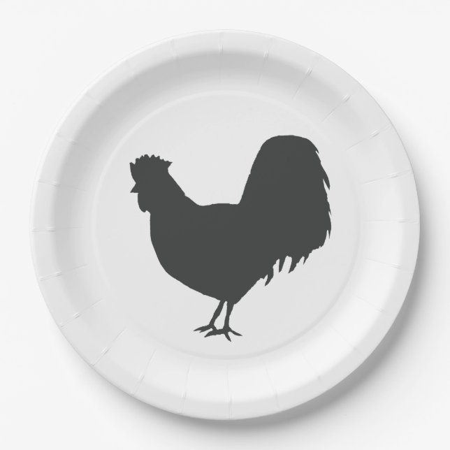 Assiettes En Carton Rooster Silhouette Barnyard Party Paper Napkin (Devant)