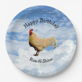 ASSIETTES EN CARTON ROOSTER SKY CLOUDS HEUREUX BIRTHDAY PAPER PLATE