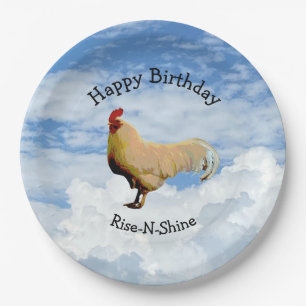 ASSIETTES EN CARTON ROOSTER SKY CLOUDS HEUREUX BIRTHDAY PAPER PLATE