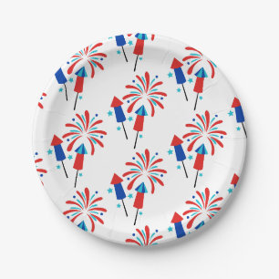 Assiettes En Carton Roquettes et feux d'artifice