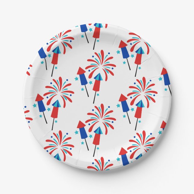 Assiettes En Carton Roquettes et feux d'artifice (Devant)