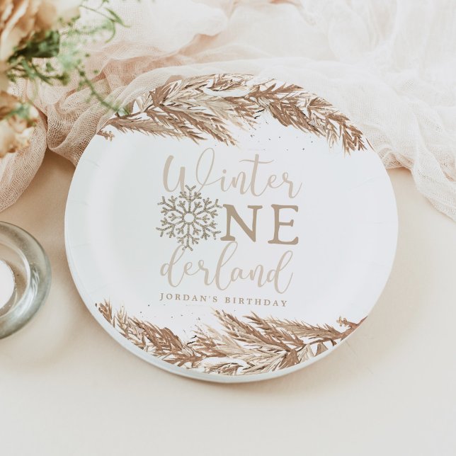 Assiettes En Carton RORY Boho Beige Winter Wonderland Premier annivers (Créateur téléchargé)