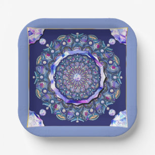 Assiettes En Carton Rosace bleue