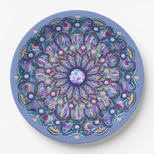 Assiettes En Carton Rosace bleue