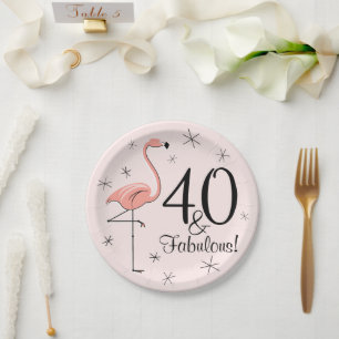 Assiettes En Carton Rose 40 de Flamant rose et plaque à papier