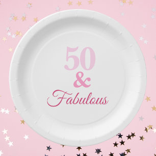 Assiettes En Carton Rose 50 ans et Fantastique Anniversaire