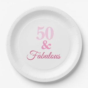 Assiettes En Carton Rose 50 et Fabulous Plaque en papier
