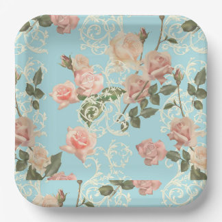 Assiettes En Carton Rose aquarelle délicat