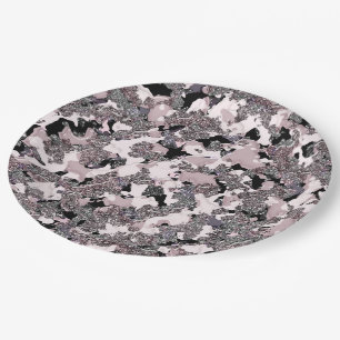 Assiettes En Carton Rose Argent & Noir Beauté Spill Glam Gloss Féminin