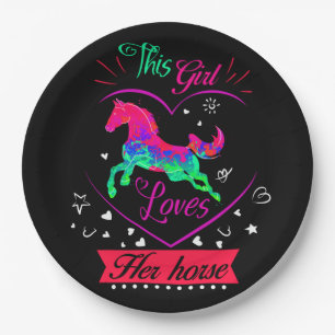 Assiettes En Carton Rose Cette Fille Aime Son Cheval