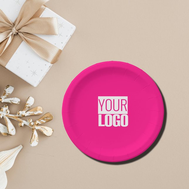 Assiettes En Carton Rose chaud - ajouter le logo gras (Créateur téléchargé)