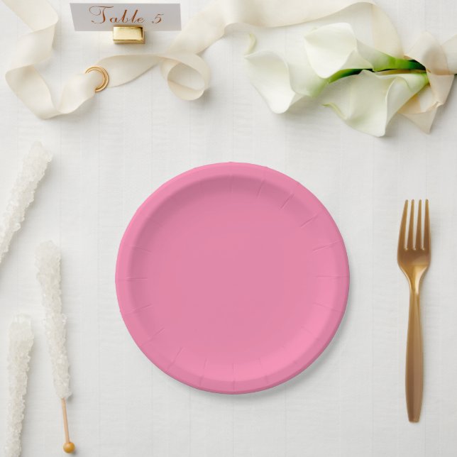 Assiettes En Carton Rose chaud tropical (Mariage)