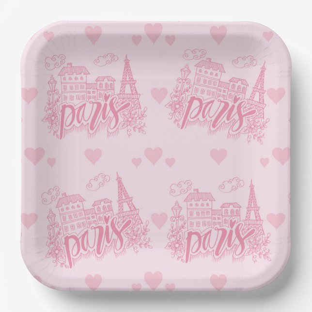 Assiettes En Carton Rose de Paris (Recto)