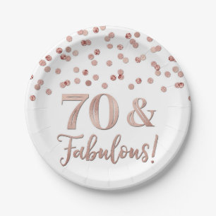 Assiettes En Carton Rose d'or Confetti 70 et fabuleux