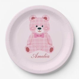 Assiettes En Carton Rose En vichy Teddy