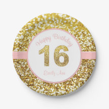Rose et 16èmes plats d'anniversaire d'or
