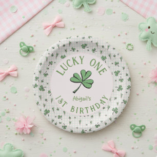 Assiettes En Carton Rose et vert Lucky One irlandais fille 1er anniver