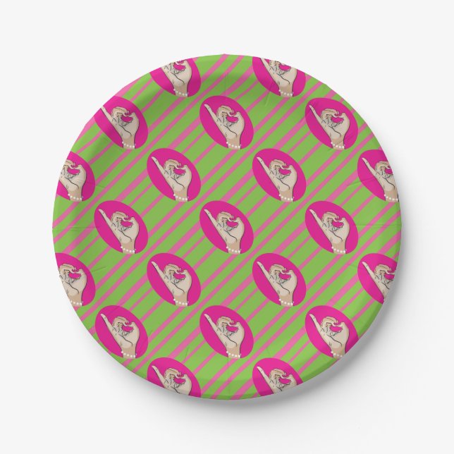 Assiettes En Carton Rose et vert parfaits pour toujours (Devant)