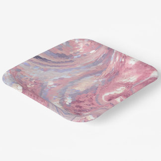 Assiettes En Carton Rose et Violet iridescents 
