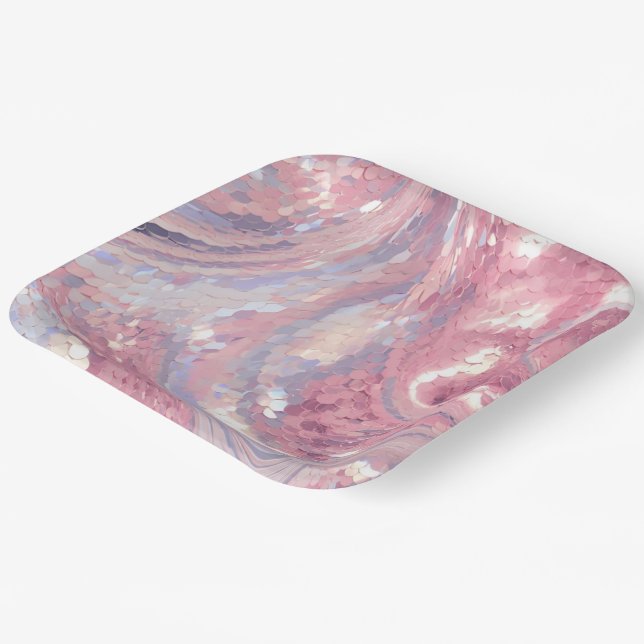 Assiettes En Carton Rose et Violet iridescents  (Angulaire)