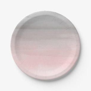 Assiettes En Carton Rose gênant Gris Moderne Ombre Aquarelle Chic