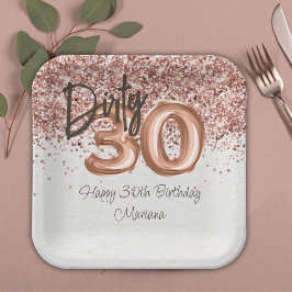 Assiettes En Carton Rose Gold 30e fête d'anniversaire