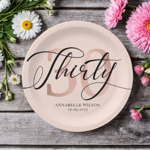 Assiettes En Carton Rose Gold Foil 30e anniversaire 