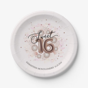 Assiettes En Carton Rose Gold Foil Sweet 16 Anniversaires Balloons Par