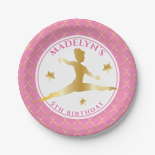 Assiettes En Carton Rose   Gold Gymnast Gymnastique Fille fête d'anniv