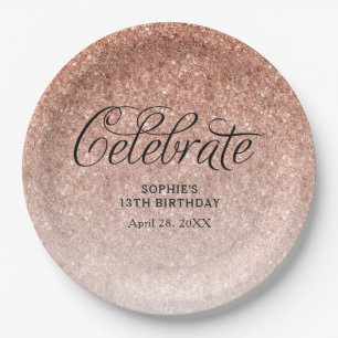 Assiettes En Carton Rose Gold Parties scintillant célébrer Personnalis