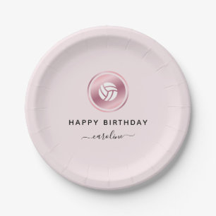Assiettes En Carton Rose Gold Volleyball Cute Girly Nom Sport Thème