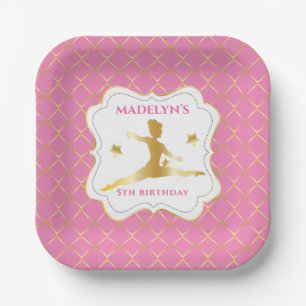 Assiettes En Carton Rose Gym Gymnastique Fille Fête d'anniversaire O