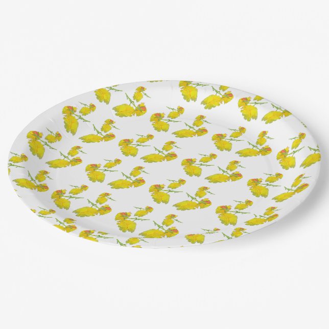 Assiettes En Carton Rose jaune (Angle)