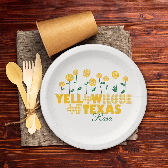 Assiettes En Carton Rose jaune du Texas - Jardin Rose (Créateur téléchargé)
